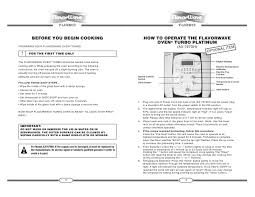 Flavorwave Oven User Guide