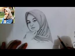 Menggambar Cewe Cantik Berhijab Menggunakan Pensil Youtube