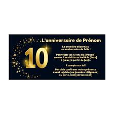 10 il a mis des cartes dinvitation lensemble se compose de 10 cartes dinvitation avec enveloppe comme dans limage. Invitation Anniversaire 10 Ans Doree Etoile Gratuit A Imprimer Carte 3451