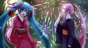 Anime manga characters people users. Luka Miku Fireworks Two Blue And Pink Haired Female Anime Characters Hd Wallpaper Wallpaperbetter