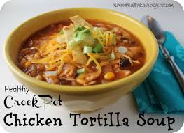 Homemade soup is comfort food at it's finest for me! Healthy Crock Pot Chicken Tortilla Soup Yummy Healthy Easy