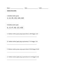 Translation of nombor in english. Latih Tubi Matematik Tahun 4 Nombor Genap Ganjil Docx