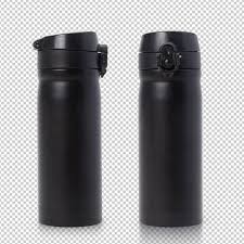 Download Black Steel Thermo Water Bottle Mockup Isolated Thermos Water Bottle Bottle Mockup Thermos