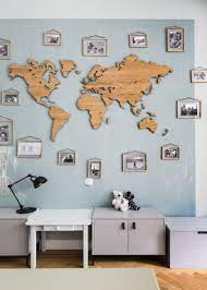 eiken houten wereldkaart voor aan de muur wereldkaart houten woonideeen