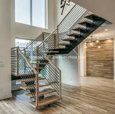 Wait 24 hours for the glue to dry before using the handrail, then secure the handrail and balusters together one at a time with a finish nail gun. Metal Railings Wooden Staircase Deck Safety Rails Indoor Straight Stairs China Stair Straight Stair Made In China Com