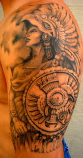 Immediately after checkout you will be redirected to your download page containing a direct link to your design (s) simply click on that link, download the design to your device and enjoy your product! Amazing Aztec Warrior Tattoo With Shield On Sleeve Truetattoos