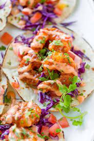 It is only three ingredients! Bang Bang Shrimp Tacos Dynamite Shrimp Natashaskitchen Com