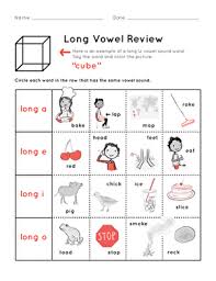 When a vowel sounds like its name, this is called a long sound. Long Vowel Review Worksheet Education Com