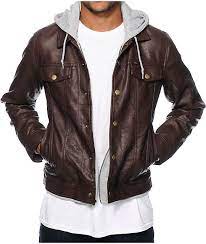 Obey Backstage Hooded Faux Leather Jacket Leather Jacket With Hood Leather Jacket Men Leather Jacket