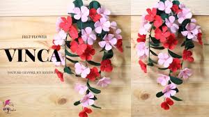 How To Make Felt Flower Vinca Bunga Kain Tenun Bunga Gantung Kain Flanel