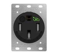 50 Amp Flush Receptacle, NEMA 14-50R, 125/250V, Self-Grounding, 3-Pole  4-Wire, Heavy-Duty