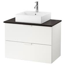 While most bathroom vanities measure around 17 inches to 24 inches deep, the standard bathroom vanity depth is 21 inches. Godmorgon Tolken Tornviken Vanity Countertop And 17 3 4 Sink White Anthracite Dalskar Faucet 32 1 4x19 1 4x28 3 8 Ikea
