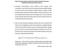 Penyelarasan ini dibuat bagi mengelakkan kekeliruan kepada jemaah dan ketidakseragaman waktu solat antara masjid dan surau di selangor. Solat Sunat Aidilfitri Sendirian Cegah Penularan