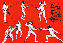 Fencing Poster Bladed Combat Sport Salute Foil Sabre Epee Grip Stance Combat Sport Vintage Advertising Posters Fence
