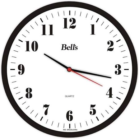 Relogio de Parede Redondo Numeros Preto 25,8CM - Bells