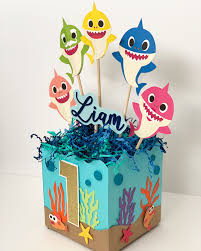 Customized 1st Birthday Baby Shark Cake Custom Centerpieces Set Of 4 Etsy In 2020 Baby Boy 1st Birthday Party Shark Theme Birthday Baby Boy 1st Birthday