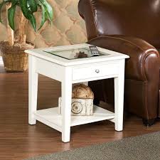 Curio End Table Glass Top Shadow Box Display Off White Wood Accent Furniture New Sei Contemporary White End Tables End Tables Table