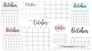 Printable calendar 2020 templates are available on this website. Cute Free Printable October 2021 Calendar Saturdaygift