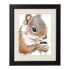 Squirrel Watercolour Coffee Drinking Squirrel Painting Fine Etsy In 2021 Squirrel Illustration Squirrel Art Funny Paintings