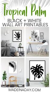 Black And White Wall Art Printable Black White Tropical Palm Leaf Wall Art Printables Leaf Wall Art Tropical Home Decor Free Printable Wall Art