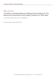 Pdf The Effects Of Shielded Metal Arc Welding Smaw Welding On The Mechanical Characteristics With Heating Treatment Inn S45c Steel
