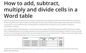 Calculations In The Table Microsoft Word 2016