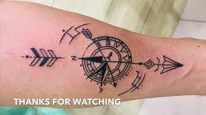 The compass rose represents the four elements; Tattoo Timelapse Arrow With Compass Tattoo Design Youtube