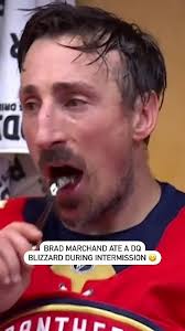 Brad Marchand Eating A Blizzard At Intermission 🍦