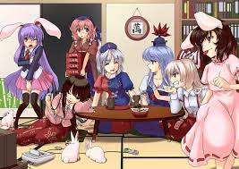 Some Sort Of Lunarian Tea Party Kaguya Looks Bored Maybe She Could Use A Newer Console Animal Ears I Love Anime Anime