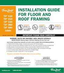 Installation Guide For Floor And Roof Framing