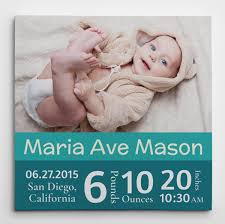 Baby Announcement Custom Birth Stats Photo Canvas 365canvas