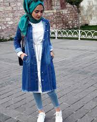 En Sik Tesettur Uzun Kot Ceket Modelleri Moda Tesettur Giyim Moda Kot Ceket Moda Stilleri