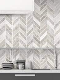 Benice metal kitchen backsplash tile peel and stick, adhesive aluminum mosaic wall tile stickers for bathroom fireplace diy 3d tiles (5sheets, blue). Gray Modern Limestone Chevron Backsplash Tile Backsplash Com