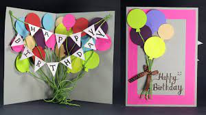 With decorative sides out, adhere the two pieces together at the sides and bottom. Diy Birthday Card How To Make Balloon Bash Birthday Card Step By Step Youtube