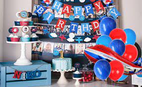 This fabulous travel + airplane themed birthday party was submitted by laila plant of one inspired party. Amazon Com Plane Party Supplies For Boys Airplane Birthday Party Decorations With Happy Birthday Banner Foil Balloon Airplane And Cloud Garland Toys Games
