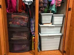 Hanging shelves for the closet (perfect for sweaters and bedding). 45 Easy Rv Organization Accessories And Hacks Let S Travel Family