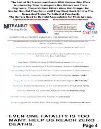 Remembering Nj Transit And Coach Usa Victims Killed By Their Bus Drivers And Train Engineer Train Engineer Bus Driver Coach
