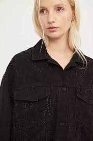 Campera Fatima Black Strass Oversize