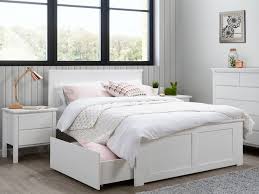 Coco White Double Bed With Storage Hardwood Frame Cheap Bedroom Furniture Sets Double Bed With Storage Bedroom Sets