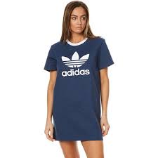 Adidas Originals Womens Tee Dress 45 Liked On Polyvore Featuring Dresses Blue Women T Shirt Dress Tee Dr Cotton Tshirt Dress Tee Dress Tee Shirt Dress