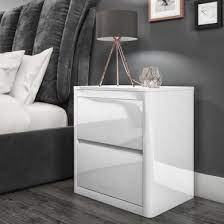 Lexi White High Gloss 2 Drawer Bedside Table Furniture123 In 2021 White Gloss Bedroom Furniture Side Tables Bedroom White Bedside Table