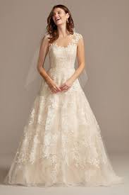 Floral Applique Point D Esprit Tulle Wedding Dress David S Bridal In 2020 Petite Wedding Dress Ball Gowns Wedding Davids Bridal Wedding Dresses