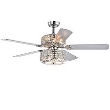 Walter Dual Lamp Chrome 52 Inch Lighted Ceiling Fan W Crystal Shades Includes Remote And Light Kit Walmart Com Ceiling Fan Ceiling Fan With Remote Warehouse Of Tiffany