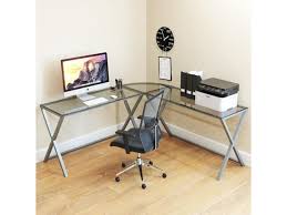 Designed for playing computers over sofa or bed at home or in the hospital. Ryan Rove Keeling 3 Piece L Shaped Computer Desk Home And Office Corner Organizer With Side Table And Keyboard Tray Laptop Monitor Accessories 51x51x29 Inches Silver Frame Clear Glass Newegg Com