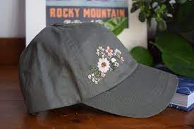 Wildflower Hand Embroidered Cotton Baseball Hat Embroidery Etsy Hat Embroidery Hand Embroidered Upcycle Sewing