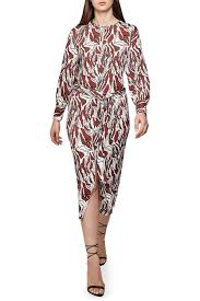 reiss tiger print keyhole long sleeve dress hautelook