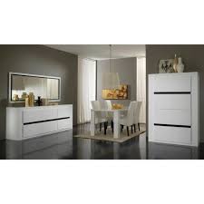 Tania Metal Laque Noire Blanche Ensemble Complet Salle A Manger Vitrines 2 Portes Bahut Miroir Table 160 4 Chaises Salle A Manger Complete Salle A Manger Moderne Buffet Noir