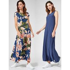 Attitudes By Renee Set Of Two Print And Plain Maxi Dresses Petite Qvc Uk Petite Maxi Dress Petite Dresses Dresses