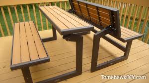 Convertible Bench Table Rumah Balok Kayu Perabot Buatan Sendiri Bangku Taman