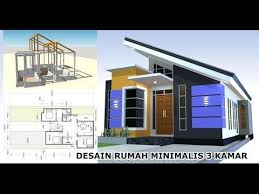 Desain rumah minimalis 3 kamar ini menggambarkan tiga kamar yang berhadapan dan ruang tamu diapit ditengah. Desain Rumah Minimalis 9 5x12 5 M 3 Kamar Tidur Konstruksi Dan Denahnya Youtube Rumah Minimalis Desain Rumah Minimalis Desain Rumah